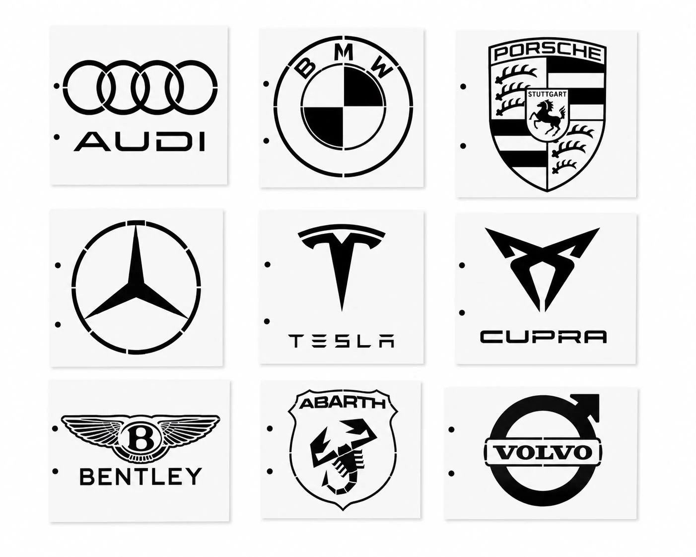 Album 3D tištěných šablon log automobilových značek – náhled 3