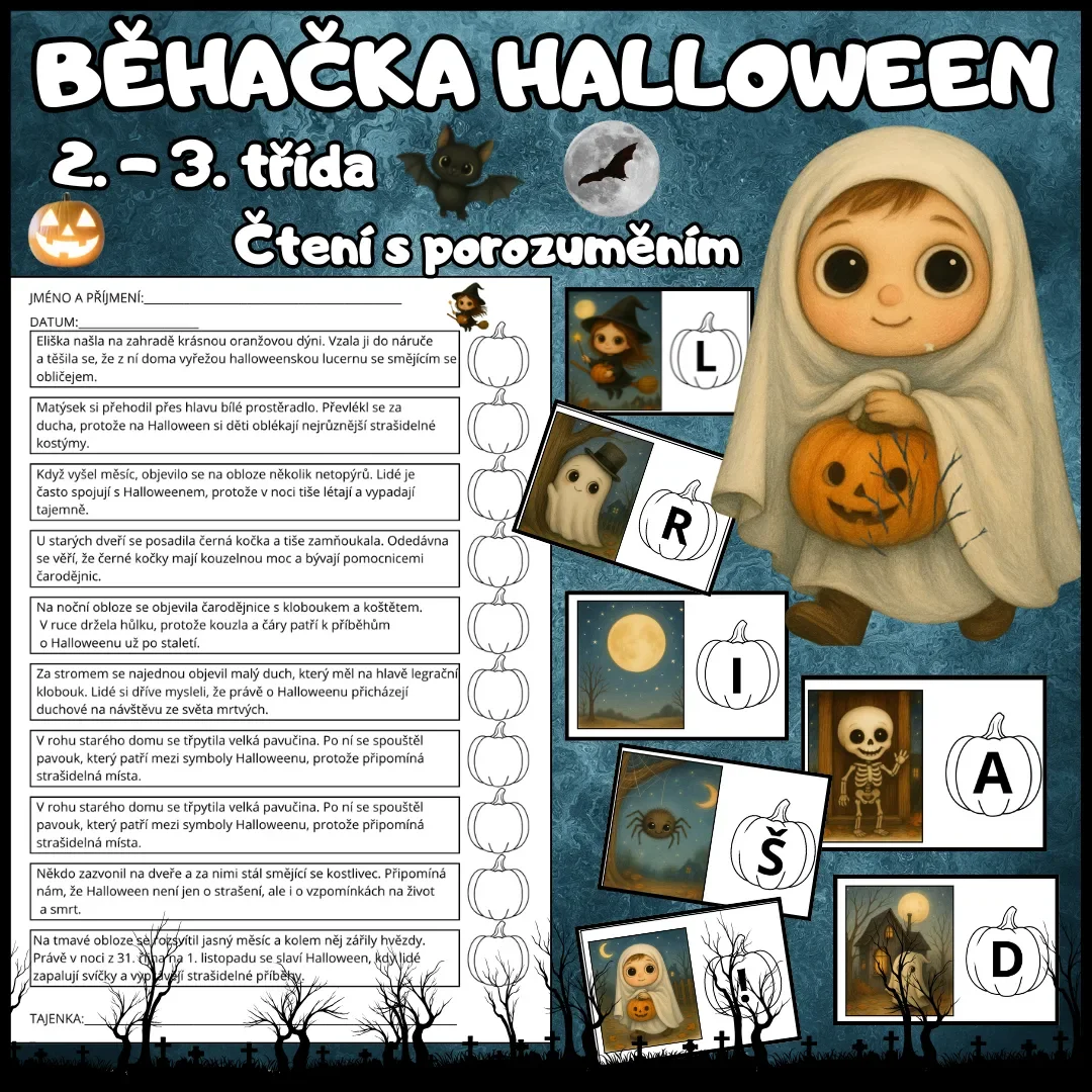 Halloween - BĚHAČKA - čtení s porozuměním 2. - 3. třída