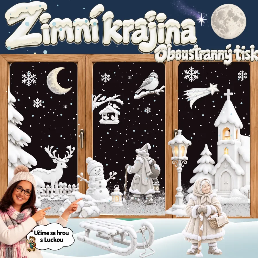 ZIMNÍ KRAJINA - oboustranné obrázky do oken