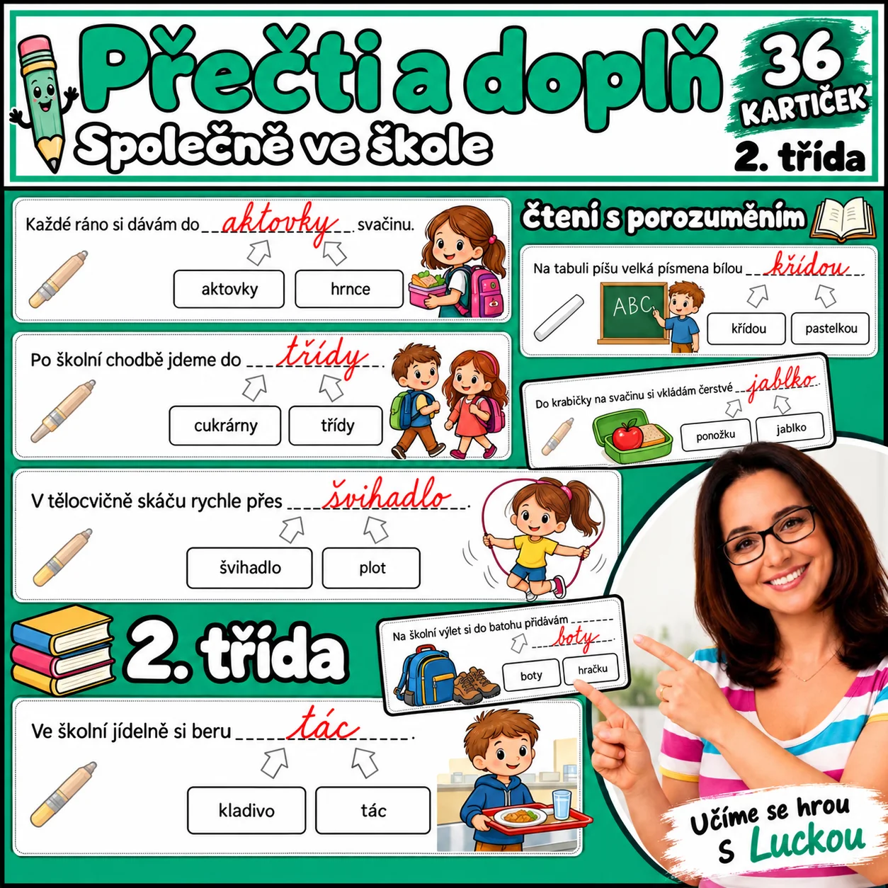 Doplň správné slovo – čtení s porozuměním - psaní – náhled 2