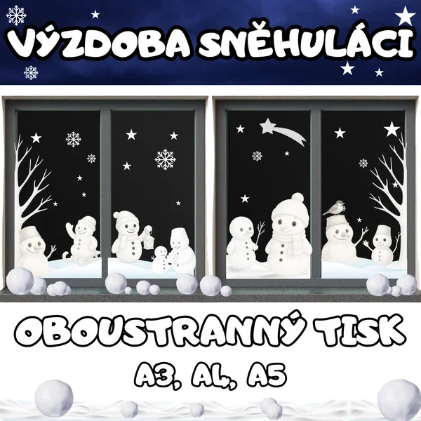Sněhuláci - výzdoba do oken - oboustranná
