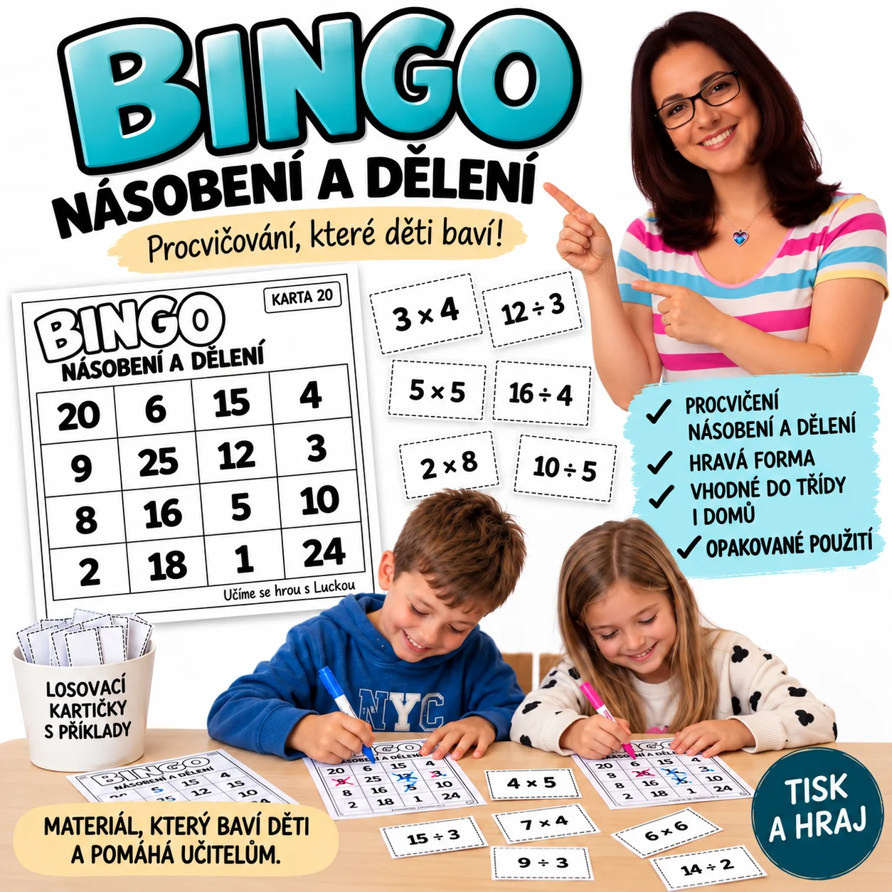 BINGO - NÁSOBENÍ A DĚLENÍ HROU