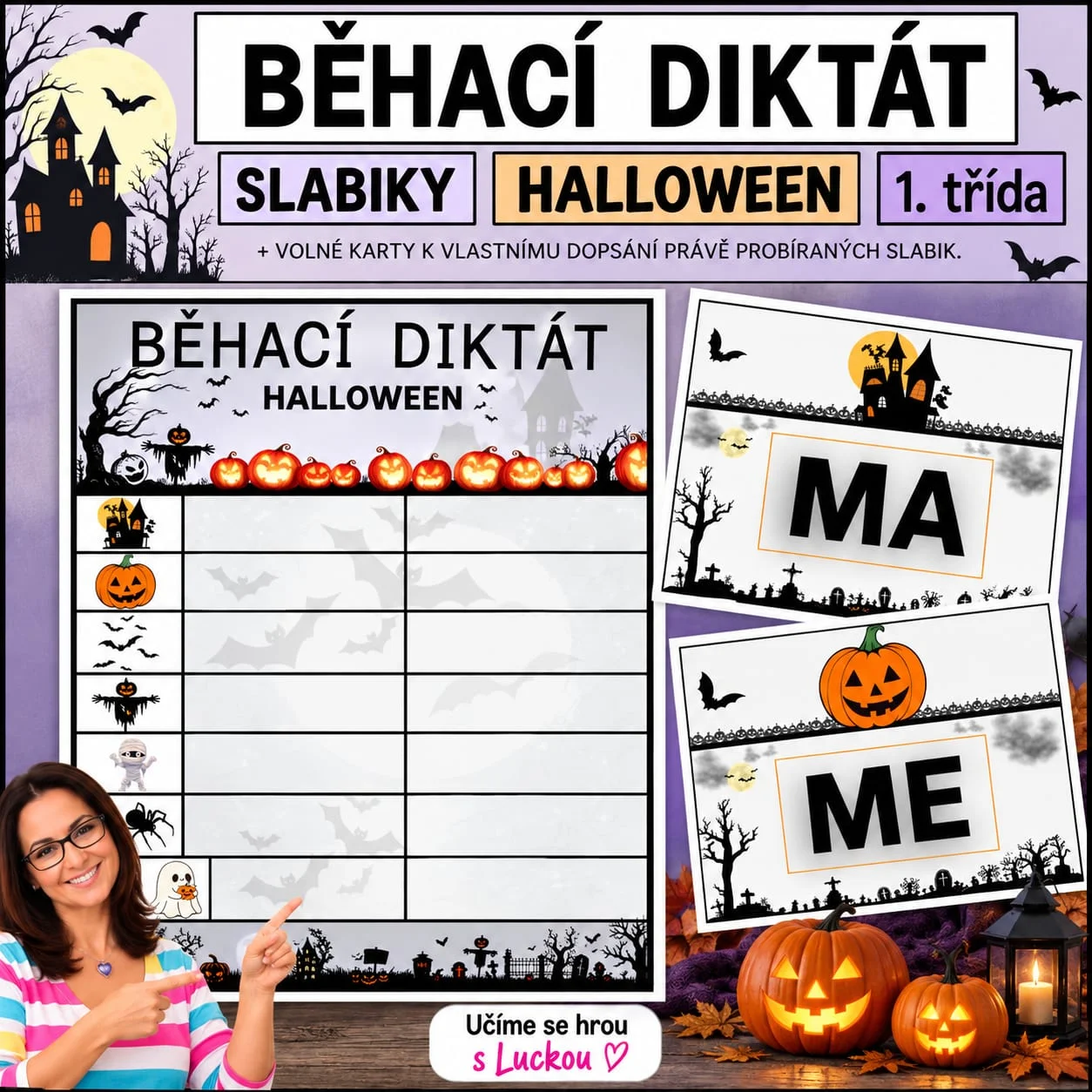 HALLOWEEN - běhací diktát - 1. třída - Slabiky