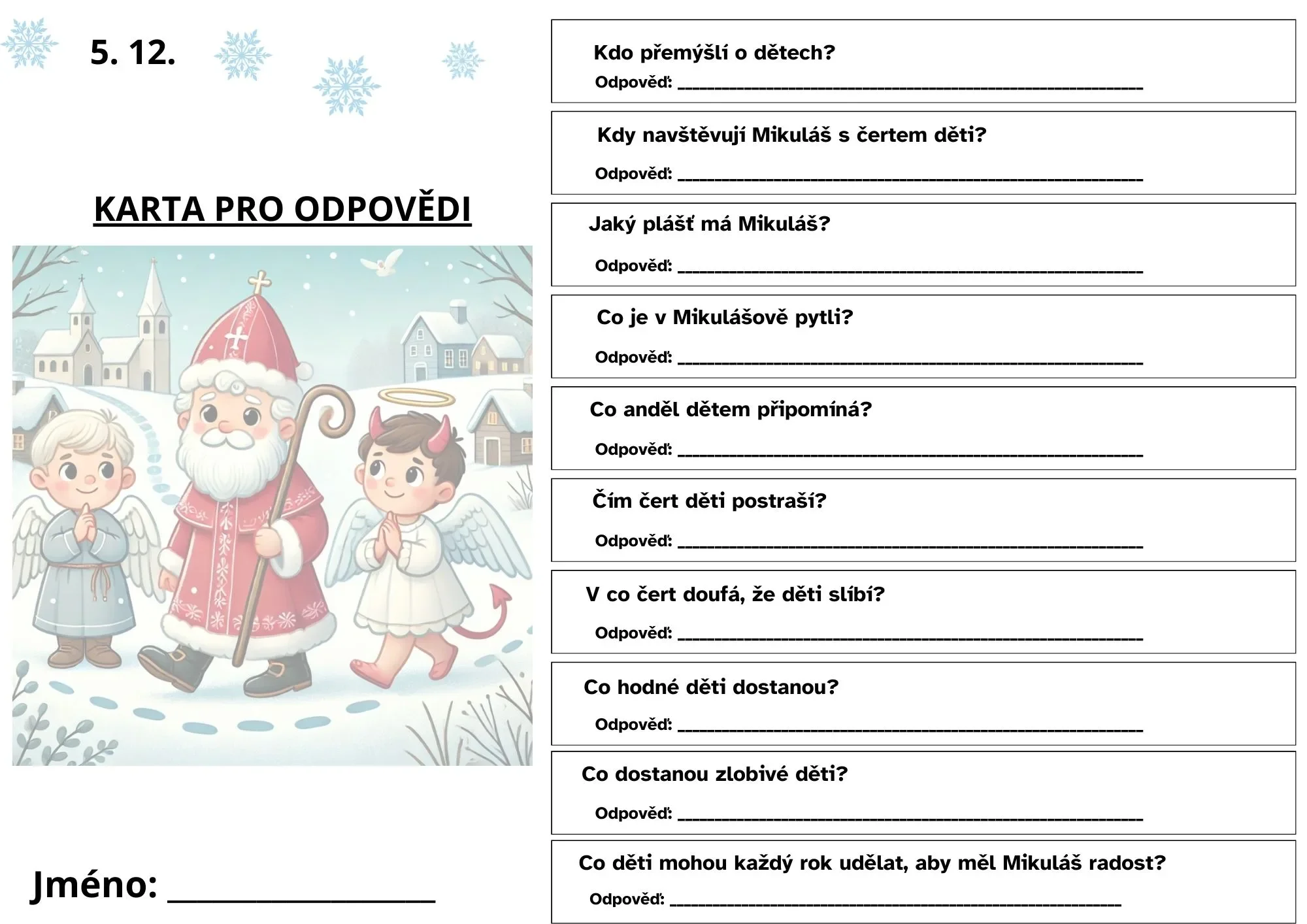 Mikuláš - 5.prosince - čtení s porozuměním – náhled 2