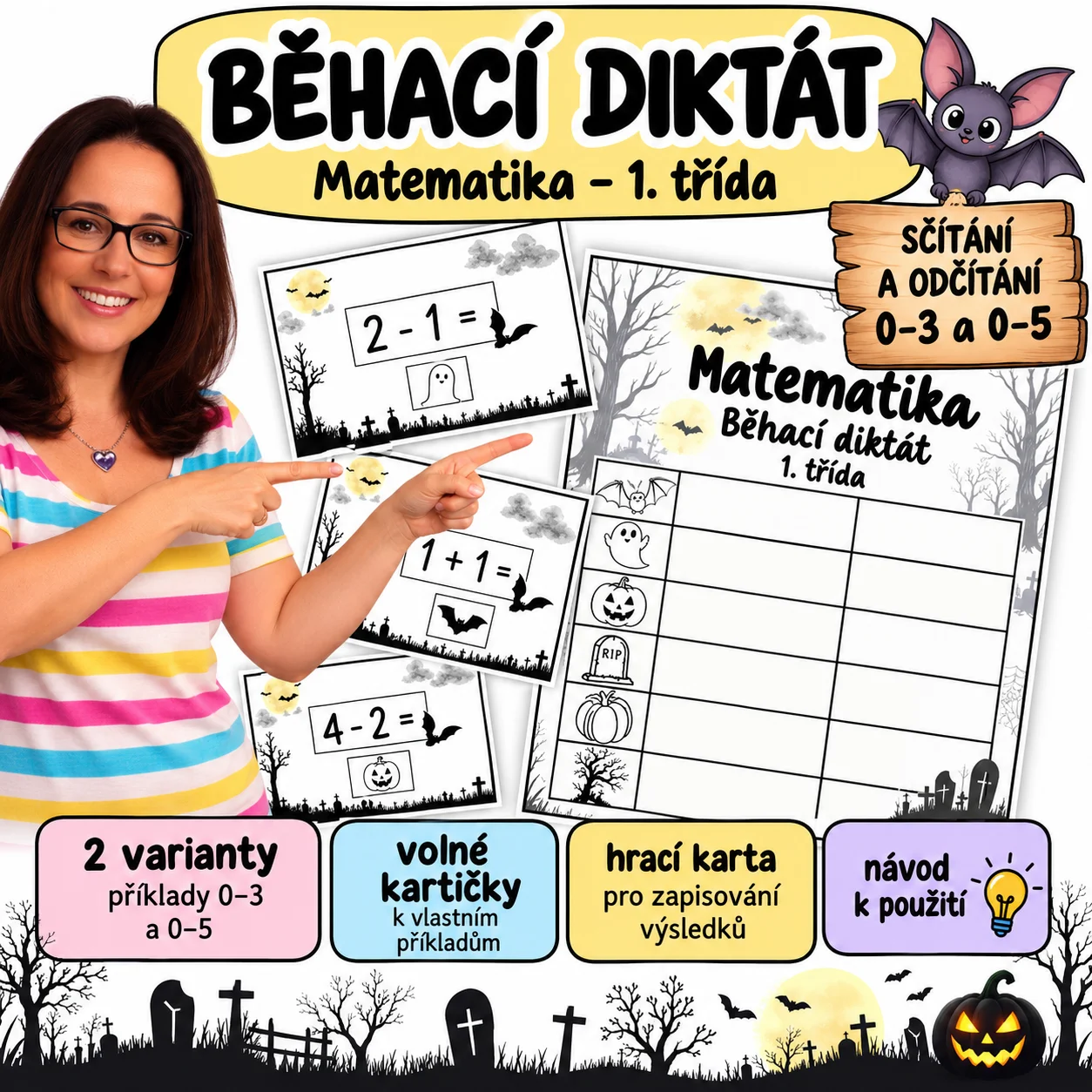 Matematický běhací diktát - HALLOWEEN - 1. TŘÍDA