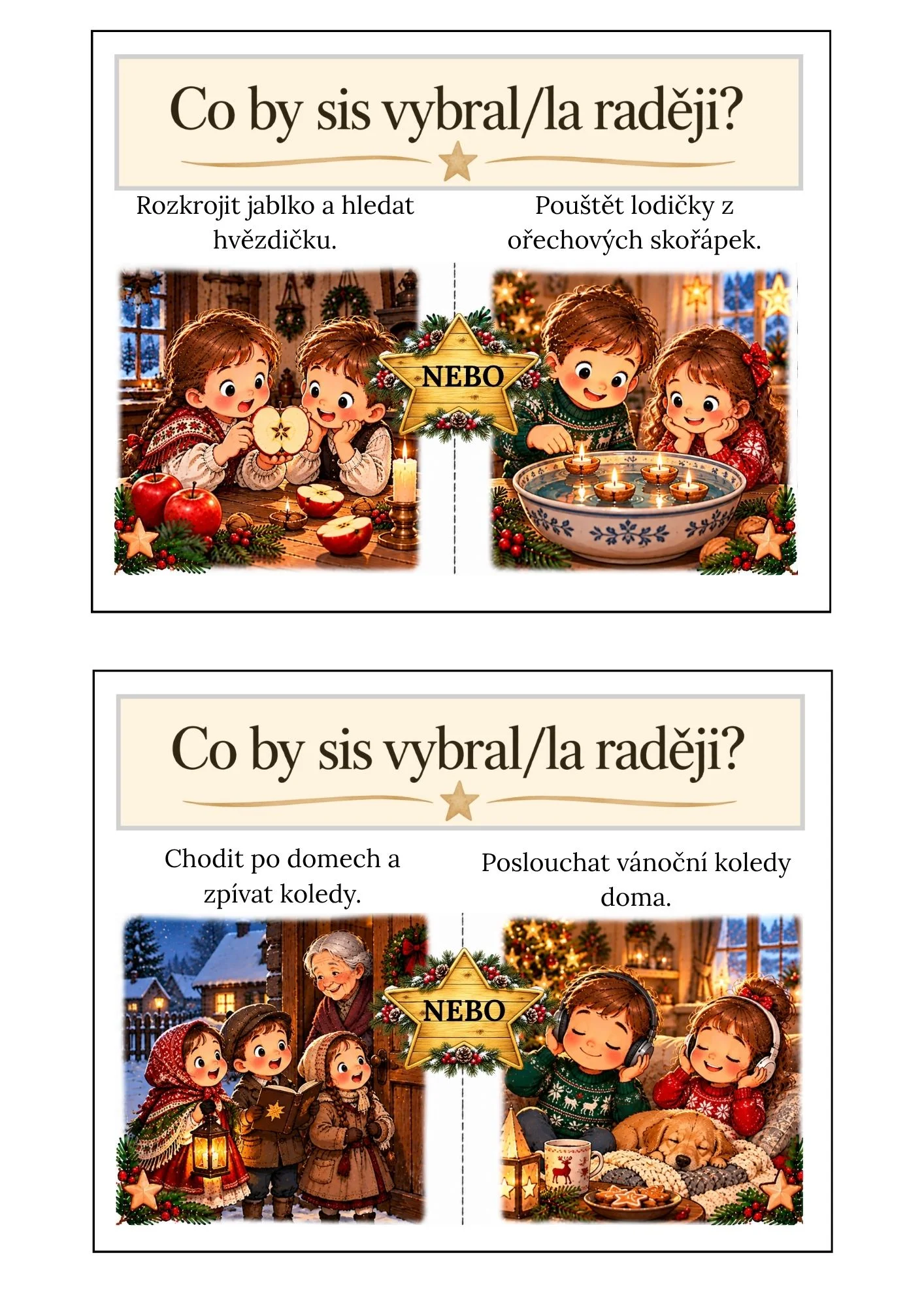 Vánoční karty – Co by sis vybral/la raději? (34 karet) – náhled 2