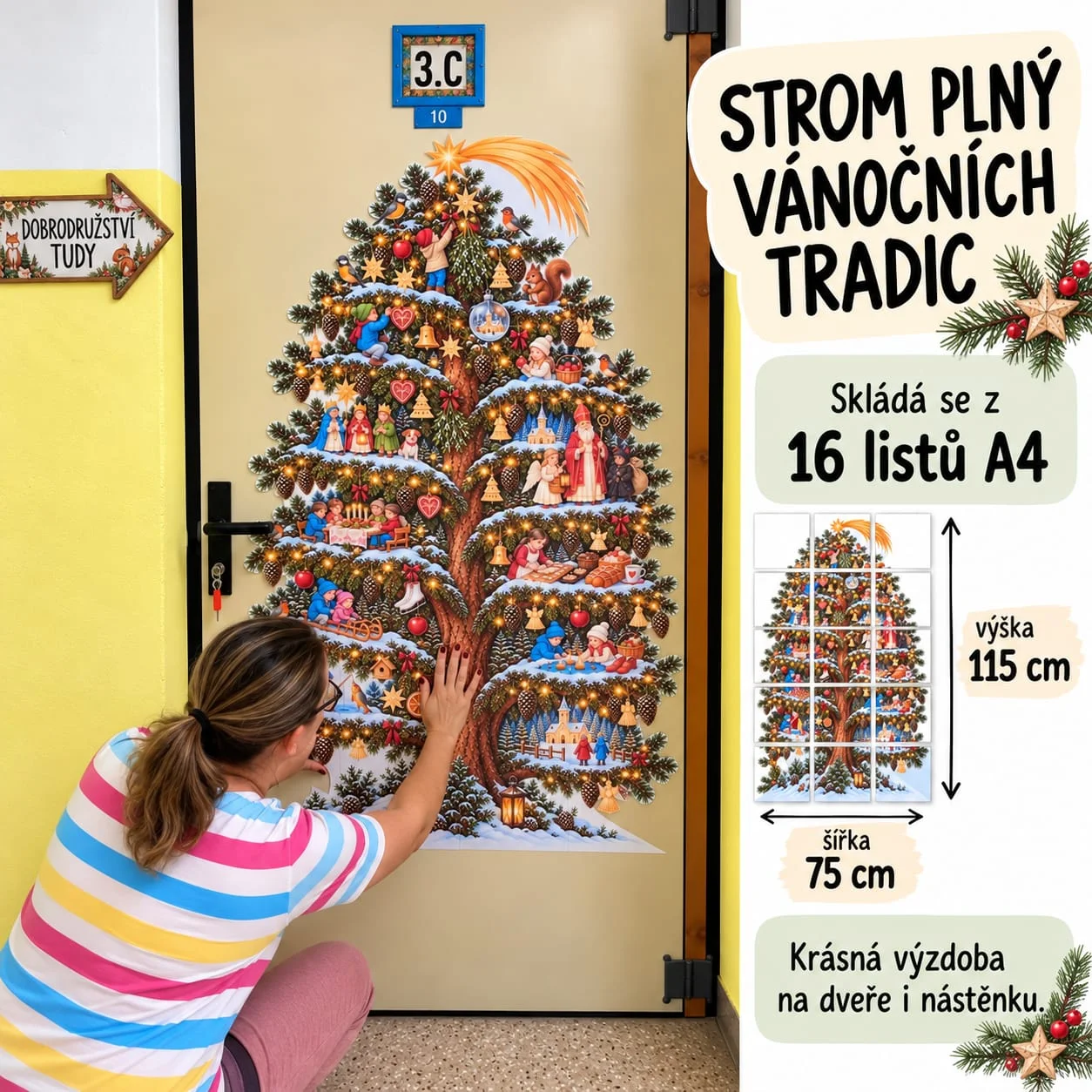 STROM VÁNOČNÍCH TRADIC 115cm/75cm
