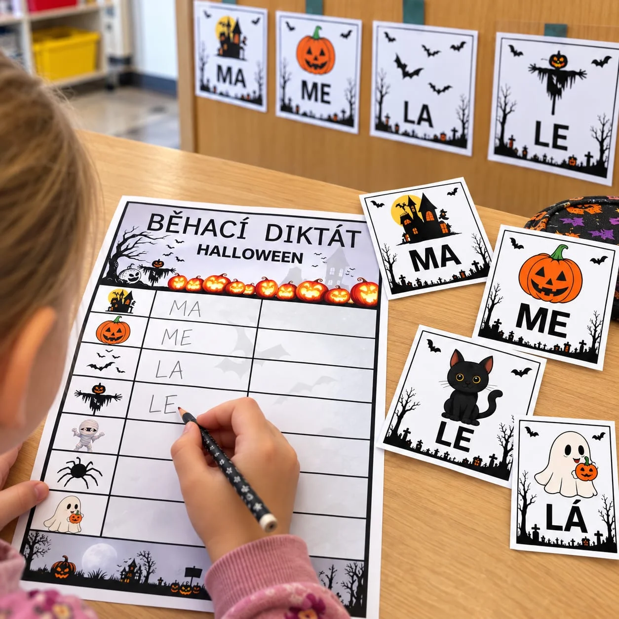 HALLOWEEN - běhací diktát - 1. třída - Slabiky – náhled 4