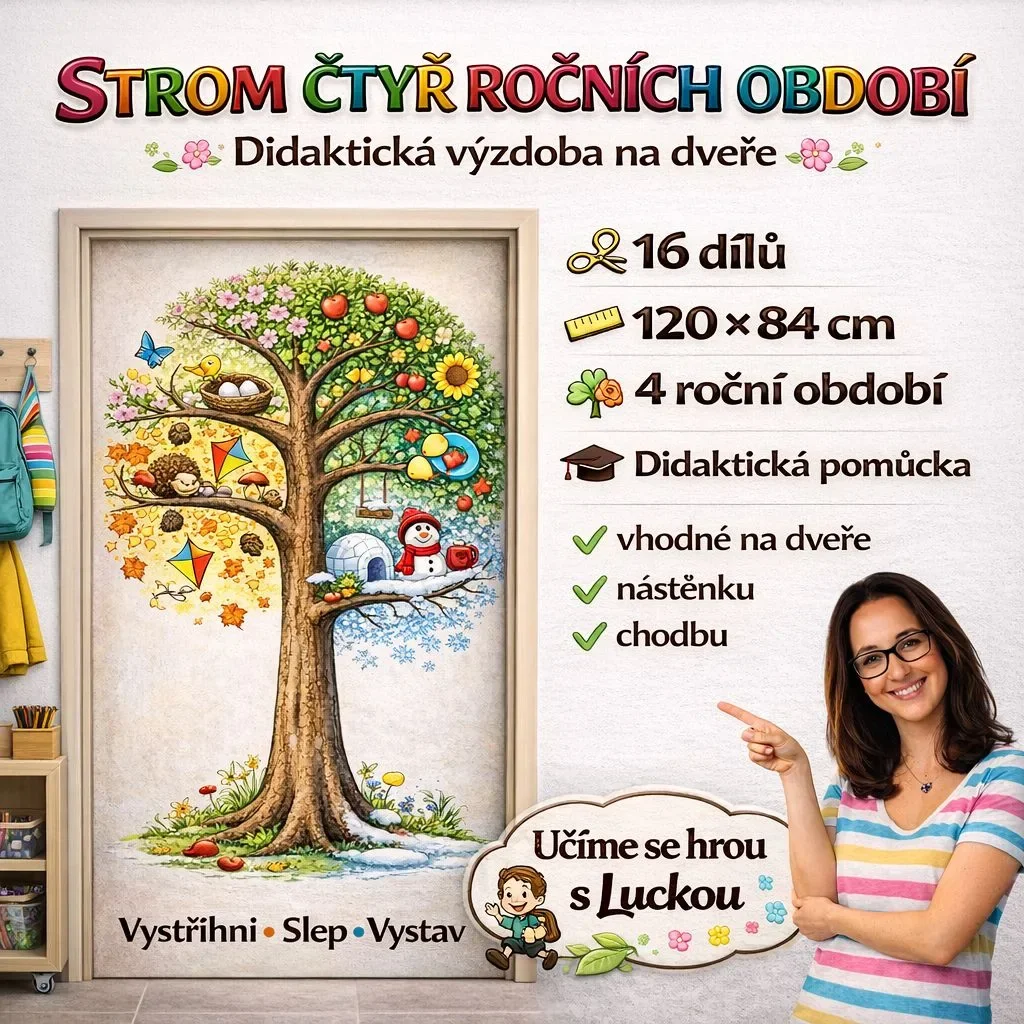 Výzdoba - STROM - 4 roční období - nejen na dveře 120cm/84cm