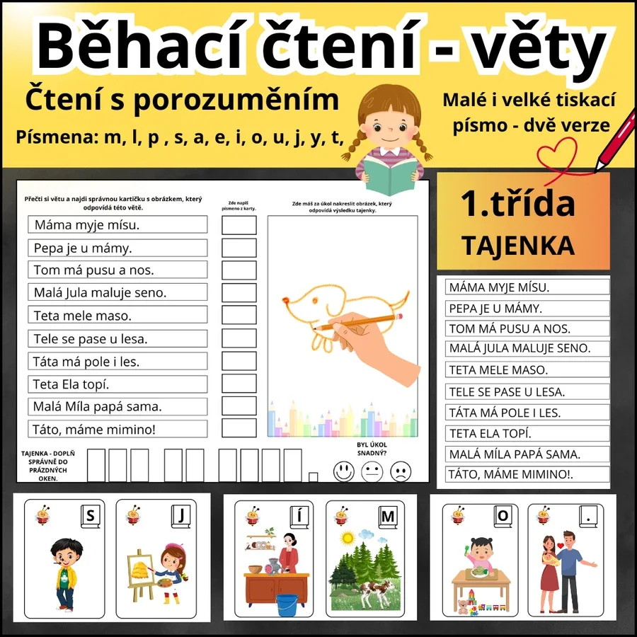ČTENÍ S POROZUMĚNÍM - 1. TŘÍDA - BĚHACÍ VĚTY