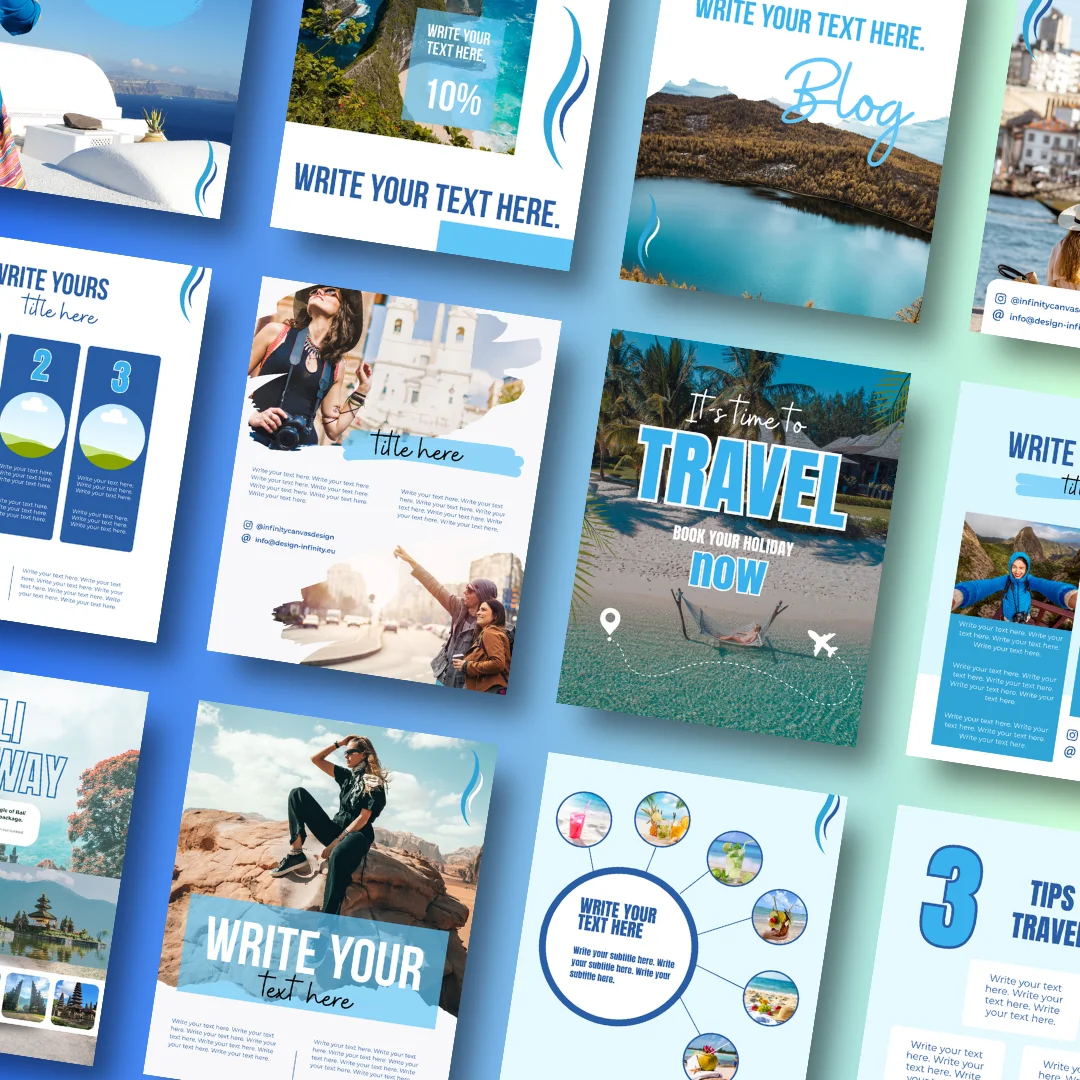 40 Travel Blog Instagram Feed posts - Canva editovatelná šablona - obrázek 2
