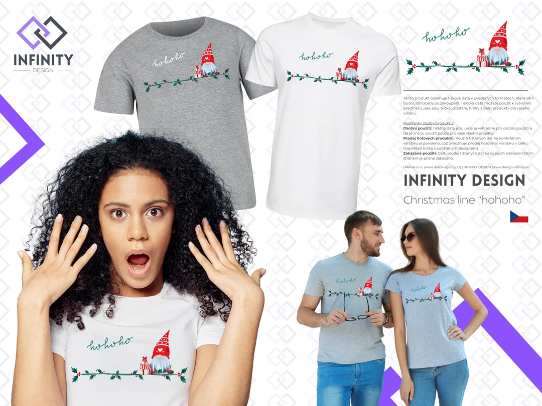 Print Design Xmas line hohoho trpaslík (vánoční tématika) - obrázek 5