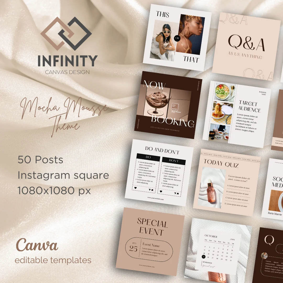 50 Mocha Mousse šablona pro Instagram - editovatelné v Canvě