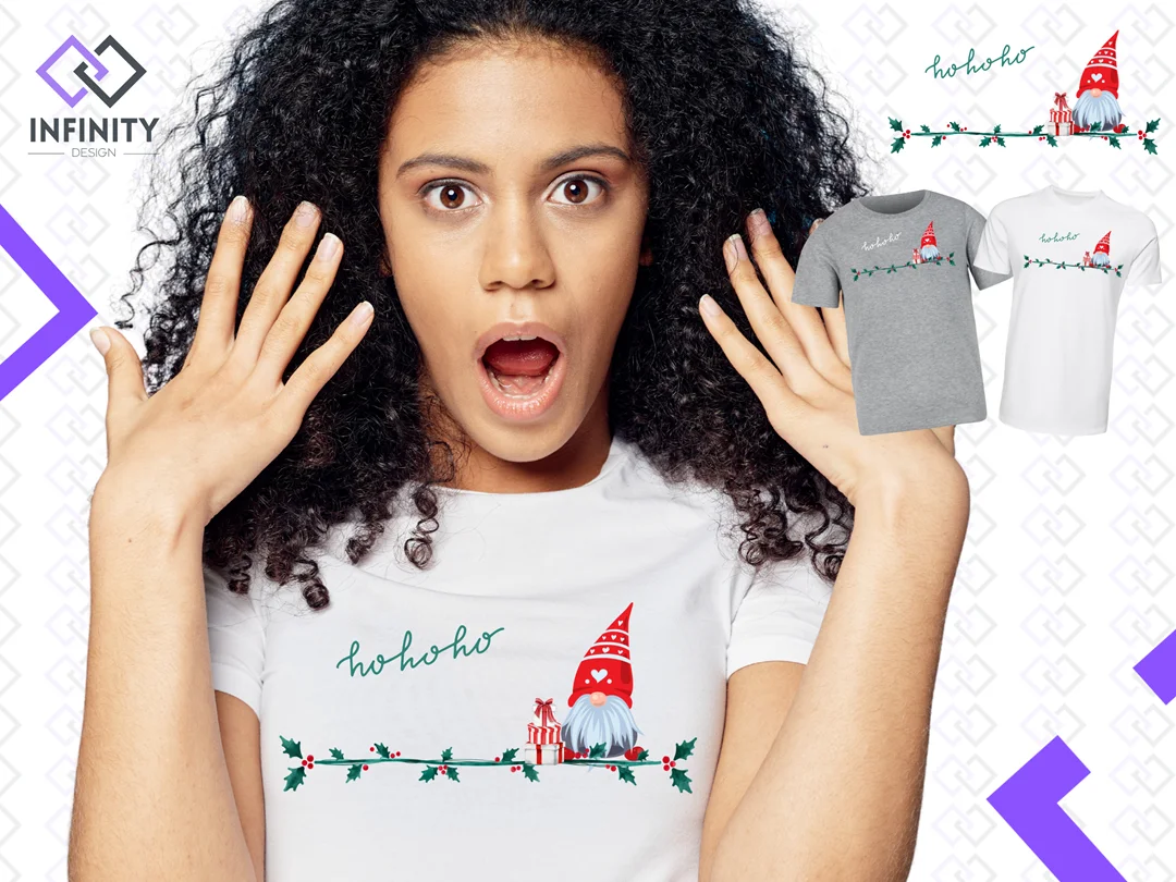 Print Design Xmas line hohoho trpaslík (vánoční tématika)